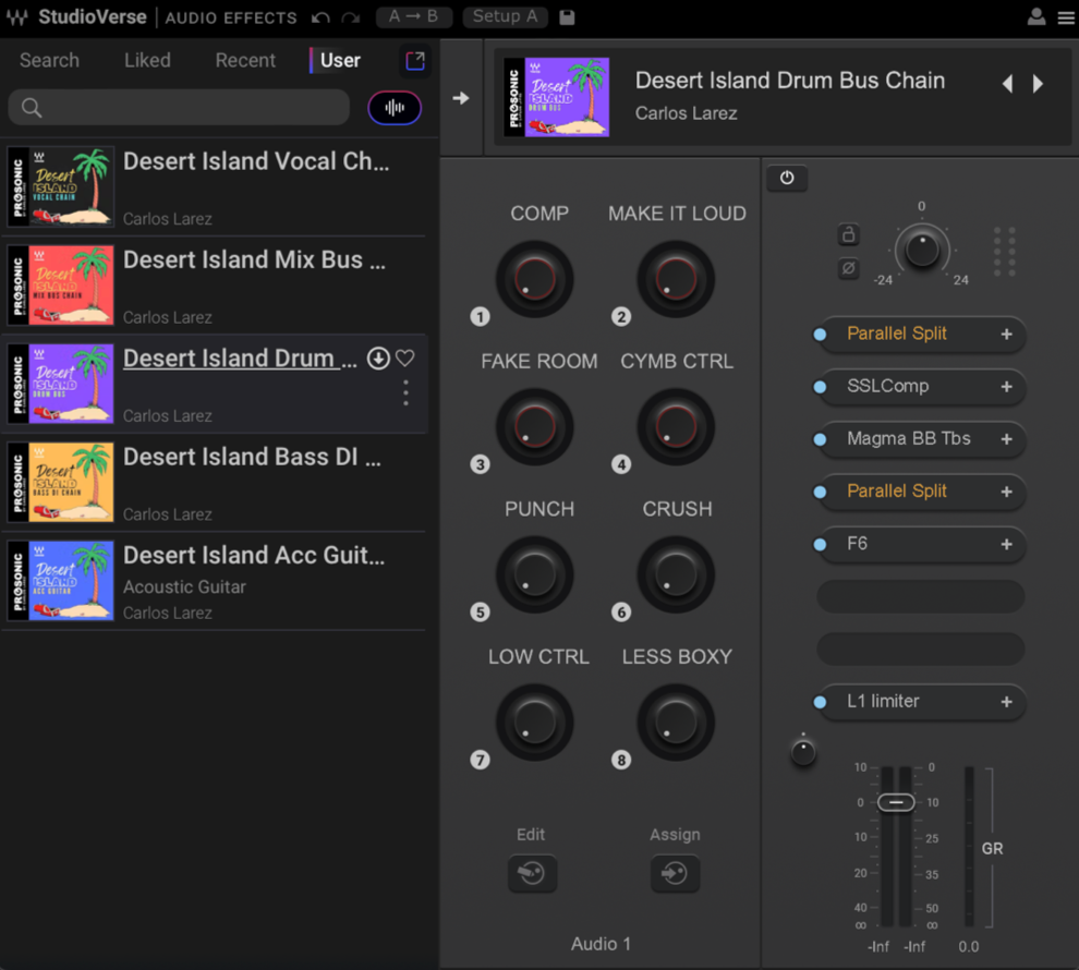 Waves Studio Rack "Desert Island" Drum Bus Chain