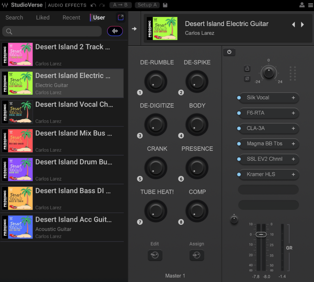 Waves StudioRack Preset "Desert Island" Electric Guitar Chain